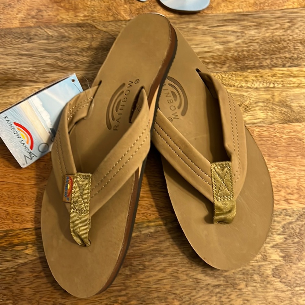 Rainbow wide strap flip flops sierra brown